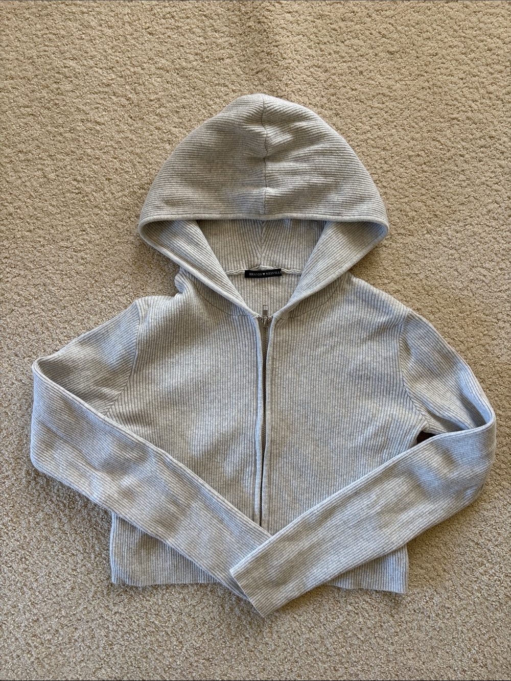 Ribbed zip up hoodie